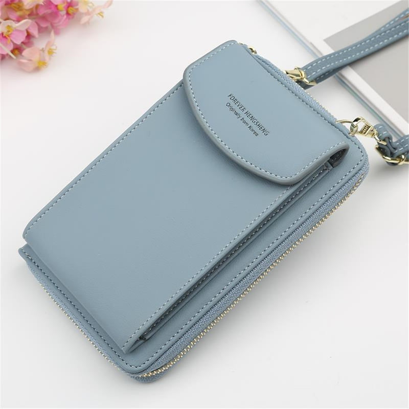 Women Shoulder Strap Purses Solid Color Leather Summer Bag Short Travel Mobile Phone Bag Card Holders Storage Wallet Flap Pocket