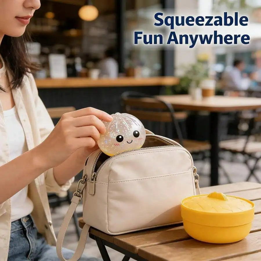 Squeeze Dumpling Stress Relief Ball 2026 New Bun-Shaped Squeeze Ball Multi-Piece Party Gift Pack Pocket Game (Color Random) Dumpling-Shaped Squeeze Toy, Squeeze Dough Stress Relief Toy