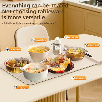 TINSOL Korean-Style Electric Silicone Food Warmer Pad Foldable Heating Tray Portable Buffet Warmer Pad 6 Temperature Settings