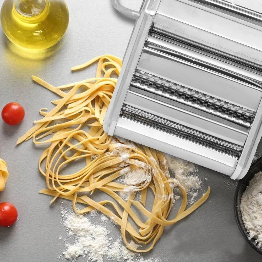 Stainless Steel Pasta Maker Machine Adjustable Noodle Dumpling Press Hand Made Manual Machine Two Cutter Kitchenware Tools