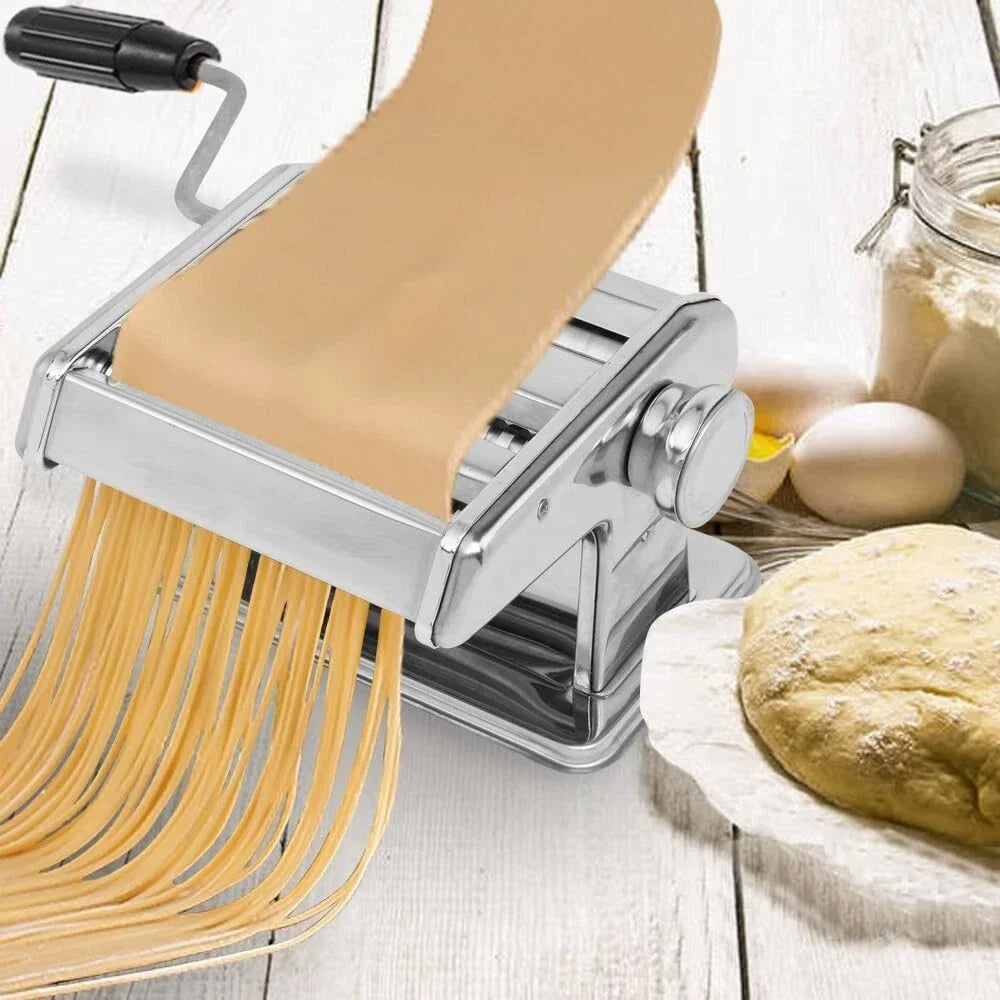 Stainless Steel Pasta Maker Machine Adjustable Noodle Dumpling Press Hand Made Manual Machine Two Cutter Kitchenware Tools