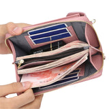 Women Shoulder Strap Purses Solid Color Leather Summer Bag Short Travel Mobile Phone Bag Card Holders Storage Wallet Flap Pocket