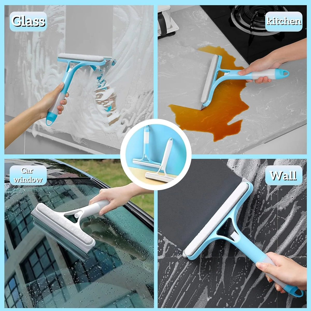 3-in-1 Multifunctional Glass Wiper with Spray Bottle to Clean the Floor and Scrub Household Car Cleaning Tools