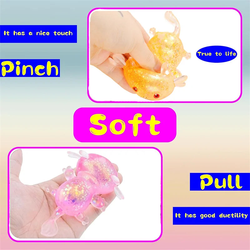 1/4PCS Squishy Stress Glitter Axolotl for Kids Adult Sugar Ball Stress Relief Birthday Party Favors Gift Easter Basket Filler
