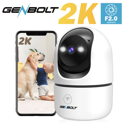 2K Pet Camera WiFi Security Camera Indoor Home Surveillance Camera, Motion Detection, Two-Way Audio, Night Vision, GENBOLT