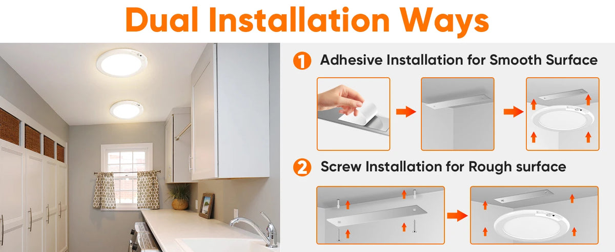 Rechargeable Motion Sensor Ceiling Light with Remote, Battery Operated Closet Light No Wiring, Wireless LED Shower Lights, 3 Colors Dimmable Indoor Overhead Lamp for Closet Shower Pantry Shed Hallway