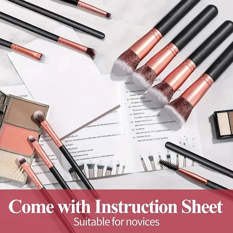 Professiona 14PCS Makeup Brushes Set  Soft Fluffy Foundation Blush Powder Eyeshadow Kabuki Blending Female Cosmetics Beauty Tool