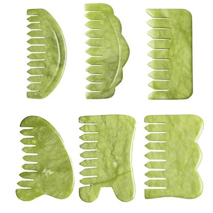 Natural Green Xiuyu Gua Sha Board Jade Stone Massager For SPA Acupuncture Body Scraping Gouache Scraper Facial Beauty Tool