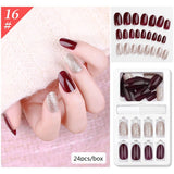 New Hot Reusable Stick-On-Nails 24PCS Reusable Full Cover False Nail Artificial Tips Press On Nails Art Stick on Nails Tips