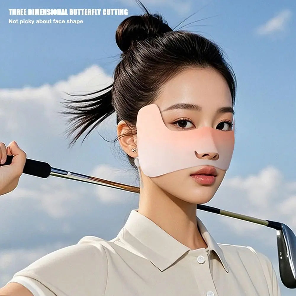 Summer Ice Silk Sun Protection Mask UPF50+ Breathable Women Face Mask Canthus Protection Half Face Face Shield for Golf Sports