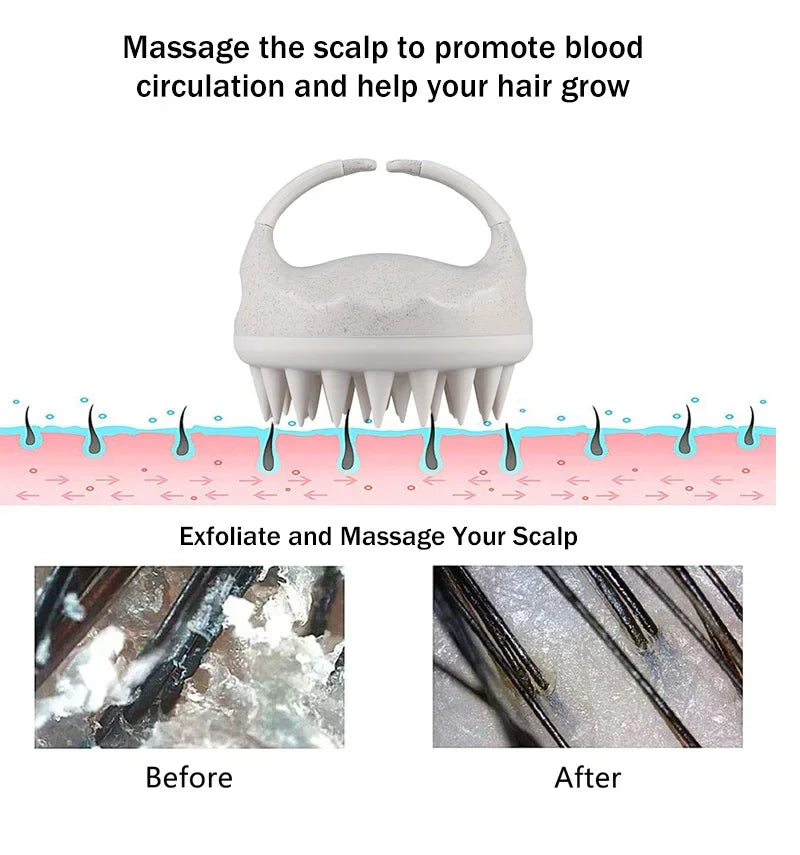 Scalp Brush Massager Sculp Scrubber Brush Wheat Straw Biodegradable Silicone Shampoo Brush Hair Scalp Massager For Hair Growth
