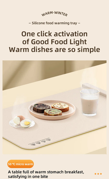 TINSOL Korean-Style Electric Silicone Food Warmer Pad Foldable Heating Tray Portable Buffet Warmer Pad 6 Temperature Settings