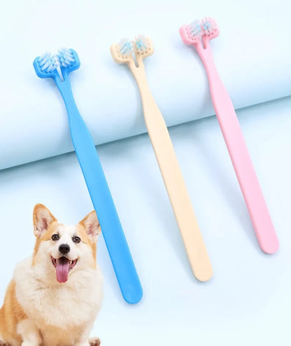 Dog Toothbrush Double Sided Pet Toothbrush Set Oral Care Double Head Toothbrushes 2PCS Set for Dog Teeth Cleaning Pet Products