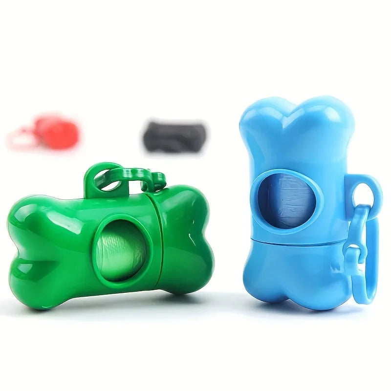 Portable Bone Shaped Dog Waste Bag Holder With  Disposable Pet Garbage Bags For Outdoor Walking Supply