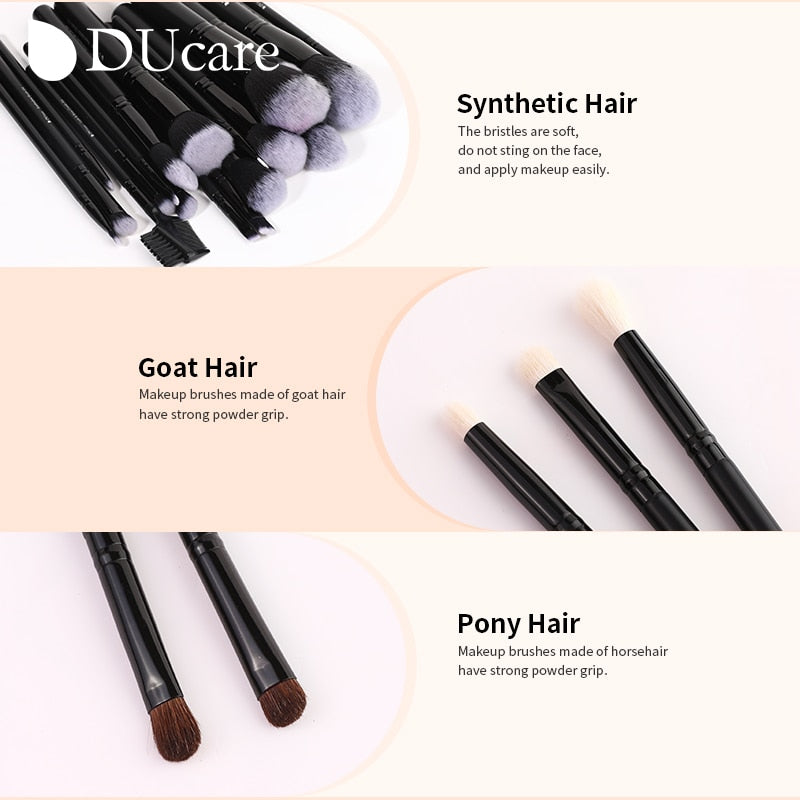 DUcare Black makeup brush Professional Makeup Eyeshadow Foundation Powder Soft Synthetic Hair Makeup Brushes