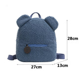 Portable Children Travel Shopping Rucksacks Casual Autumn Winter Lamb Fleece Women's Bagpack Cute Bear Shaped Shoulder Backpack