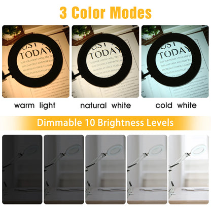 72LED 8X/10X NEW Illuminated Magnifier USB 3 Colors LED Magnifying Glass for Soldering Iron Repair/Table Lamp/Skincare Beauty