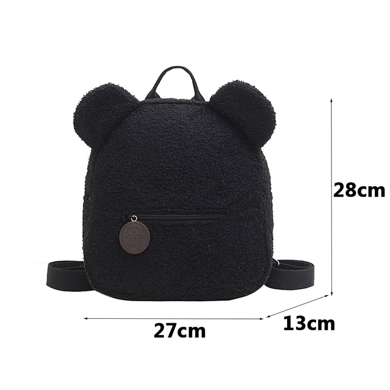 Portable Children Travel Shopping Rucksacks Casual Autumn Winter Lamb Fleece Women's Bagpack Cute Bear Shaped Shoulder Backpack