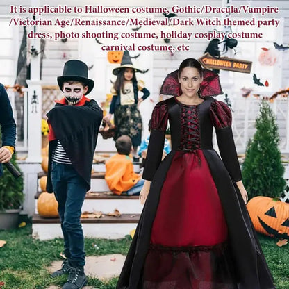 Vampire Queen Costume Halloween Dress Up Girls Royal Vampire Costume For Women Medieval Queen Halloween Dress Up With Necklace