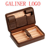 GALINER Cigar Humidor Case Charuto Cedar Wood Leather Travel Humidor Humidifier Set Gift Box (Without Lighter Cutter)