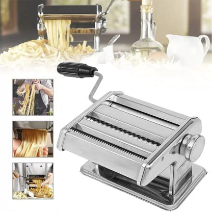 Stainless Steel Pasta Maker Machine Adjustable Noodle Dumpling Press Hand Made Manual Machine Two Cutter Kitchenware Tools