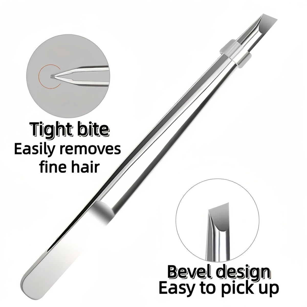 Stainless Steel Precision Tweezers Multi Functional Slant Tip Tool for Eyebrow Beard Facial Hair Removal Unisex Daily Grooming Accessory