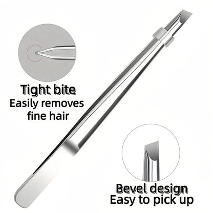Stainless Steel Precision Tweezers Multi Functional Slant Tip Tool for Eyebrow Beard Facial Hair Removal Unisex Daily Grooming Accessory