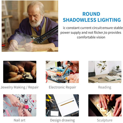 72LED 8X/10X NEW Illuminated Magnifier USB 3 Colors LED Magnifying Glass for Soldering Iron Repair/Table Lamp/Skincare Beauty