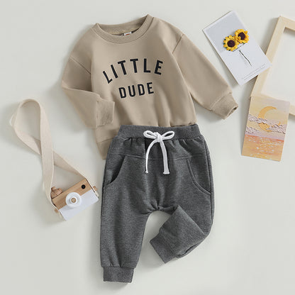 Citgeett Autumn Toddler Boys Fall Outfits Letter Print Long Sleeve Sweatshirts and Pants Spring Clothes Set