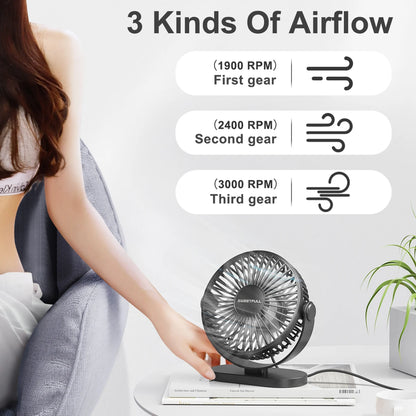 Desktop Wall Mounted Mini Electric Fan Mute 3 Speed Adjustment Portable USB Fan For Home Desk Office