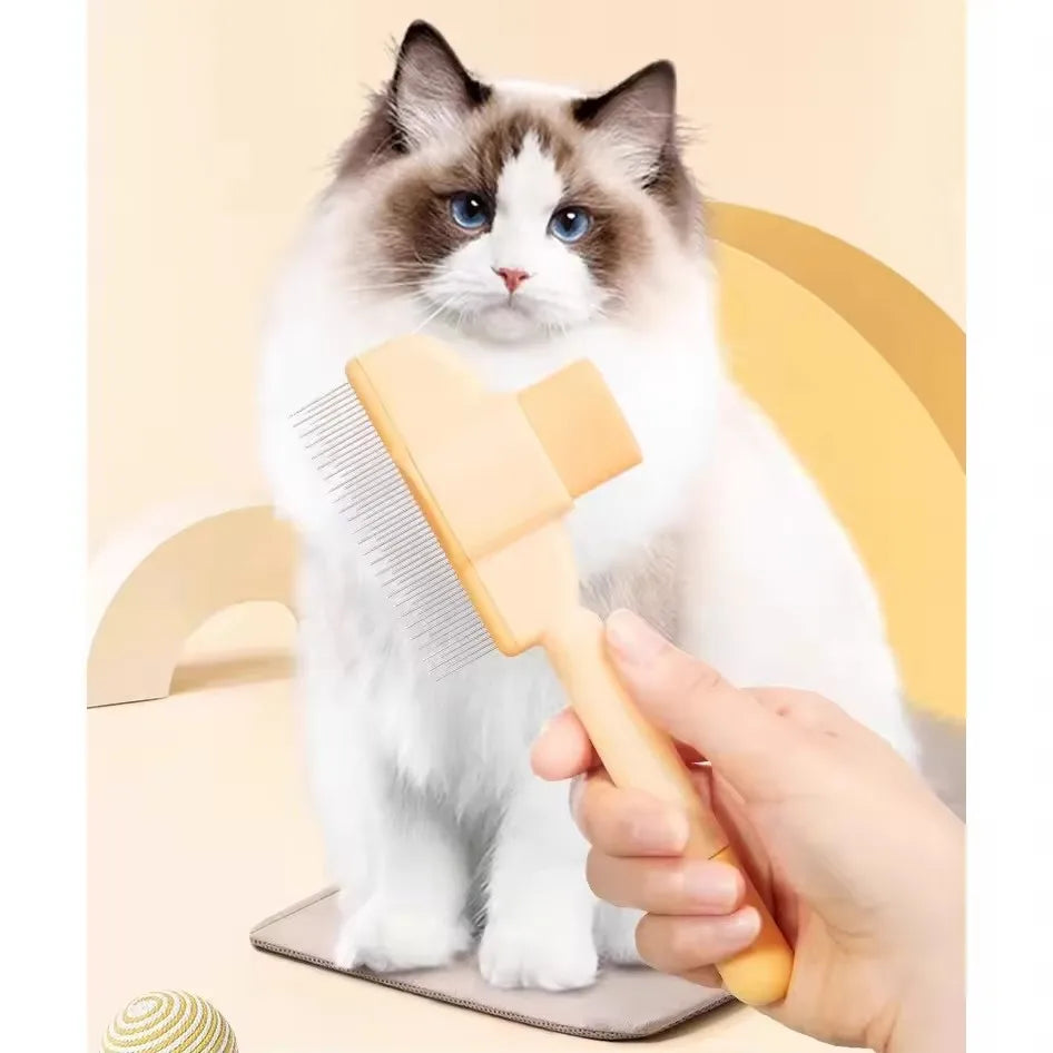 Dog Grooming Comb Cat /Dog Hair Remover Brush Long Hair Pet Self Cleaning Row Pet Removes Hairs Cleaning Bath Brush Dog Supplies