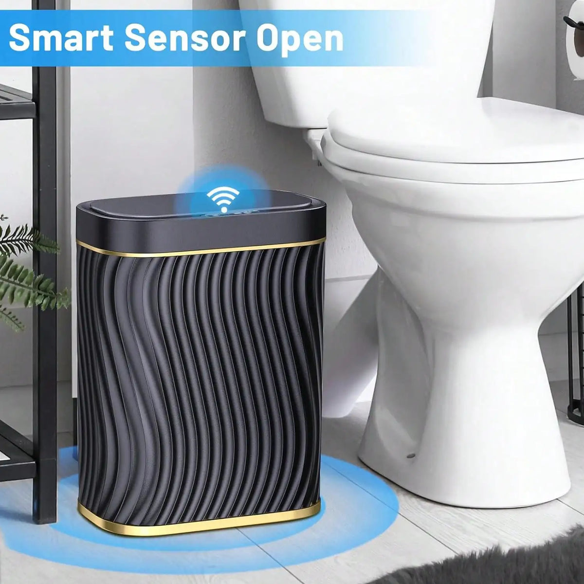 Smart Motion Sensor Trash Can, 2.6 Gallon Small Touchless Pop-Up Bin, Space Saving Waste Basket for Bathroom, Kitchen, Dorm & Bedroom, White