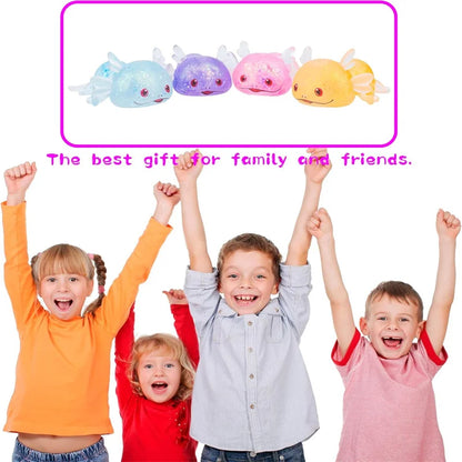 1/4PCS Squishy Stress Glitter Axolotl for Kids Adult Sugar Ball Stress Relief Birthday Party Favors Gift Easter Basket Filler