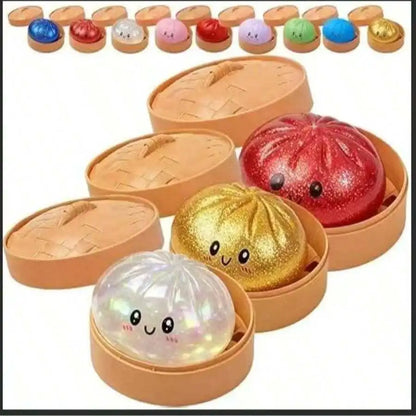 Squeeze Dumpling Stress Relief Ball 2026 New Bun-Shaped Squeeze Ball Multi-Piece Party Gift Pack Pocket Game (Color Random) Dumpling-Shaped Squeeze Toy, Squeeze Dough Stress Relief Toy