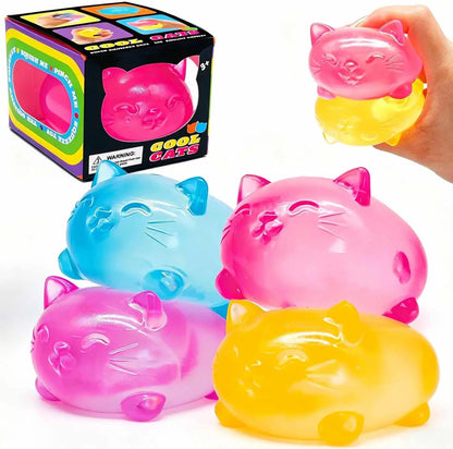 Gummy Kitty & Sugar Ball Designs, Anxiety Relief & Focus Toy, Maltose Filled Squeeze Cat Toys for Sensory Play, Sensory Fidget Toys for Adults, Kids, Christmas Gift, Slow Rising Squishy Stress Ball