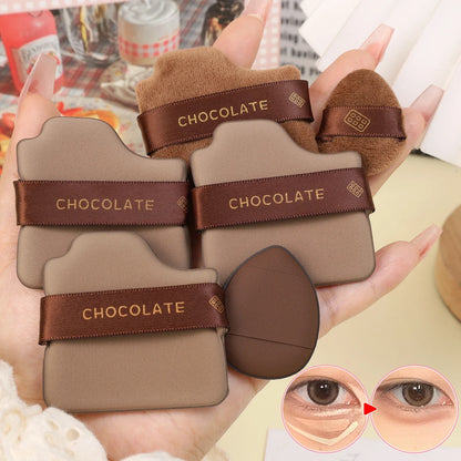 6pcs Dual-Use Cosmetics Puff Set Chocolate Cookie Soft Powder Puff Dry and Wet Foundation Air Cushion Makeup Sponge Beauty Tool