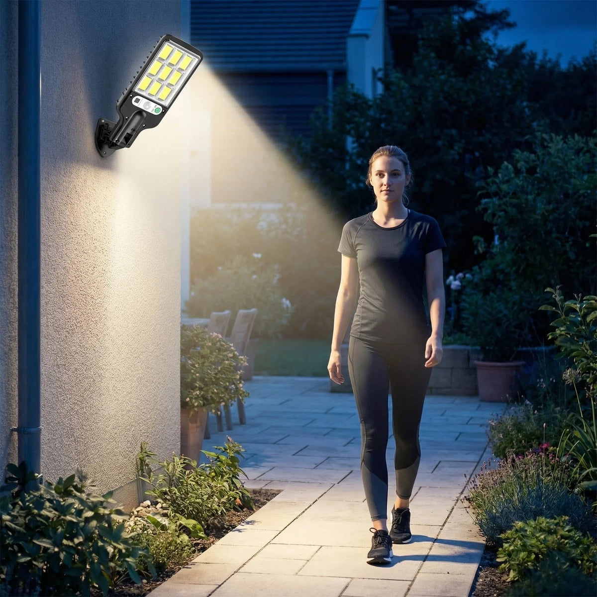 FAMCDC 4 Pack Solar Street Lights 108 COB LED Outdoor Wall Lights with Remote Control and Motion Sensor Adjustable 3 Modes Suita