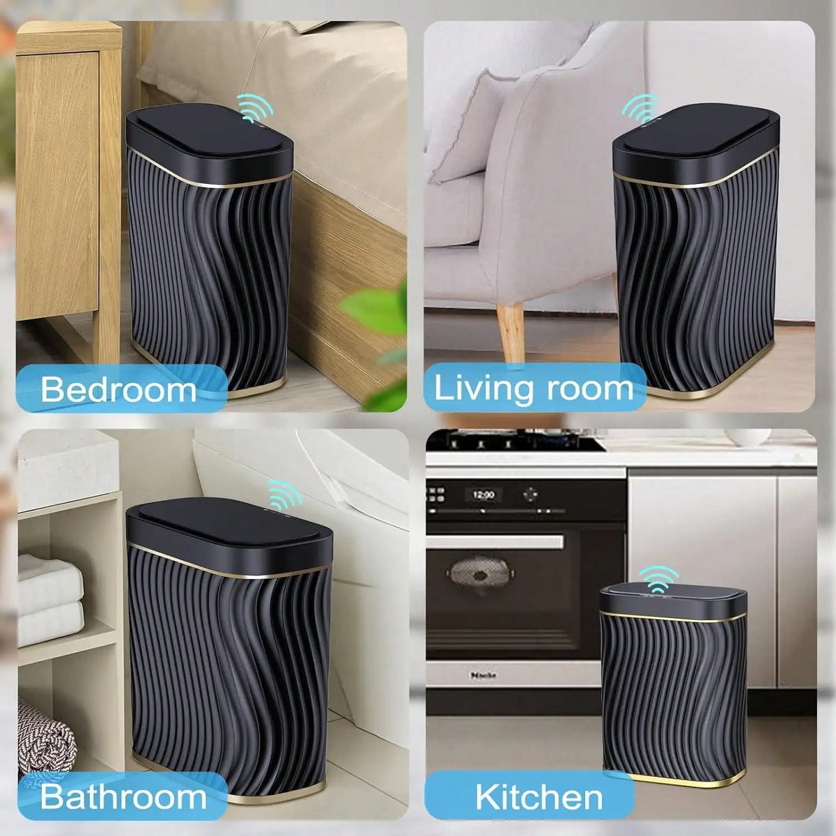 Smart Motion Sensor Trash Can, 2.6 Gallon Small Touchless Pop-Up Bin, Space Saving Waste Basket for Bathroom, Kitchen, Dorm & Bedroom, White