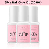 Makartt Nail Glue for Acrylic Nails Super Brush on Nail Glue Kit Bond Quickly Artificial Nail Adhesive Glue for Nail Tips