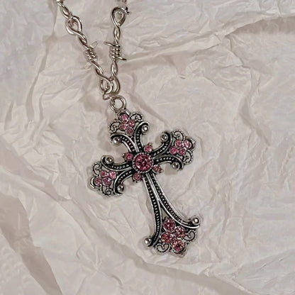 Y2K Sweet Cool Girl Personalized Creative Cross Love Pendant Necklace, Suitable for Daily Wearing