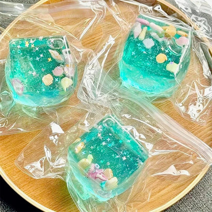 Squishy Ocean Shells Cube Stress Balls Squeeze Toy Transparent Maltose Cubes Fidget Toy Adult Sensory Stress Relief Fidget Toy
