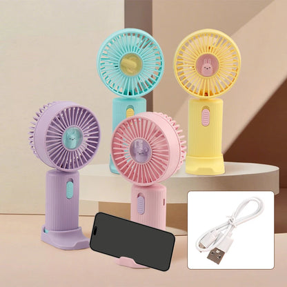 Handheld Fan Portable USB Rechargeable Fans Desk with Base Small Makeup Eyelash Cooler Dryer Women Outdoor Office Beauty Tools