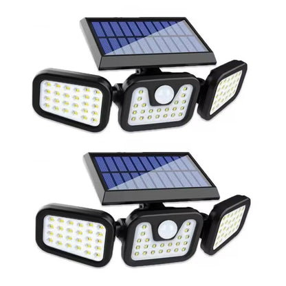 Solar Outdoor Motion Sensor Light, 3 Head Adjustable Angle Solar Security Light with 74 LEDs, Wide Angle Illumination, PIR Motion Detection, IP54 Waterproof Wireless Wall Light for Yard, Garden, Patio and Garage