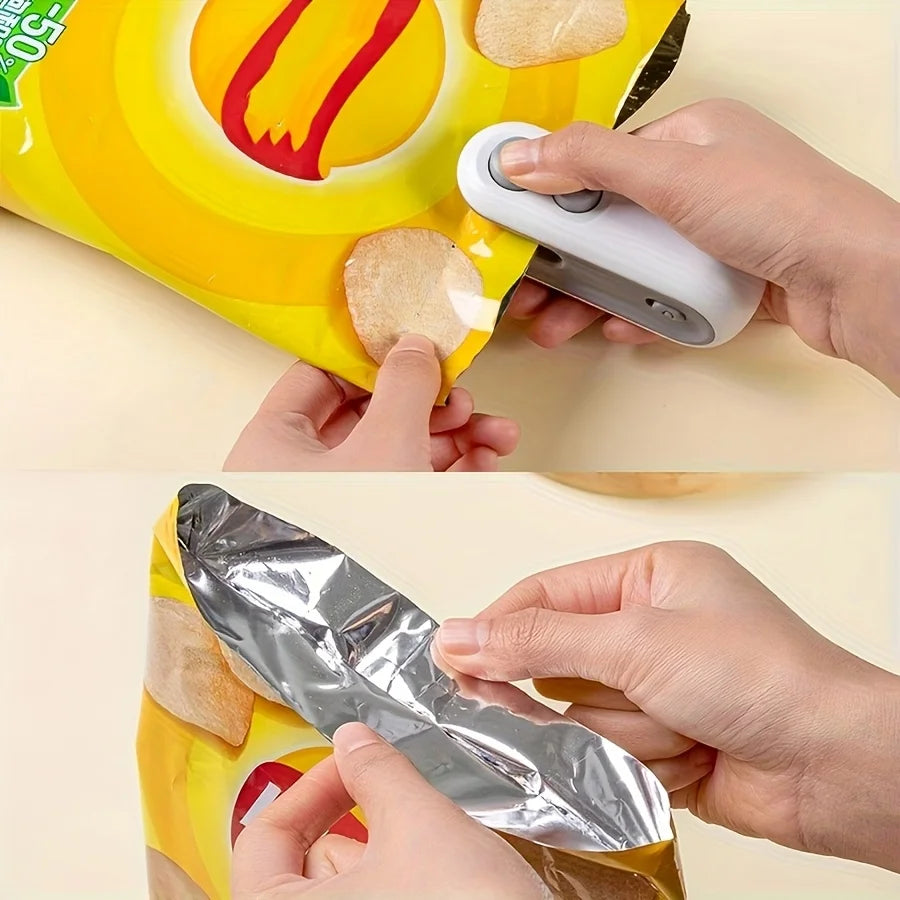 Silent & Portable Snack Bag Sealer (2-Pack with USB Cable). The Essential Chip Clip for Home and Camping. Reusable and Efficient
