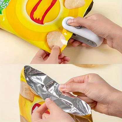 Silent & Portable Snack Bag Sealer (2-Pack with USB Cable). The Essential Chip Clip for Home and Camping. Reusable and Efficient