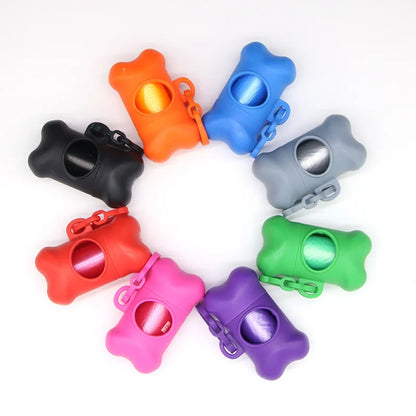Portable Bone Shaped Dog Waste Bag Holder With  Disposable Pet Garbage Bags For Outdoor Walking Supply