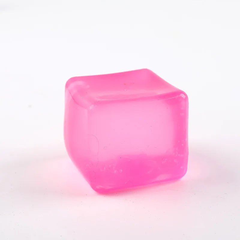 Ice Cube Squishy Fidget Toy, Soft Resilient Stress Relief Squeeze Cube Toy, Automatic Rebound Sensory Anxiety Relief Toy, Non-Toxic Portable Desk Fidget Nee Doh Cube for Kids Adults Classroom Office Relax Gift Random Multicol