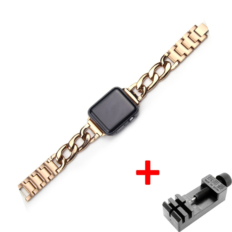 Denim chain Strap Stainless Steel Band for Apple Watch 8 6 SE 5 4 40mm 44mm Watchband Bracelet for Iwatch Series 7 6 5 4 3 38 42