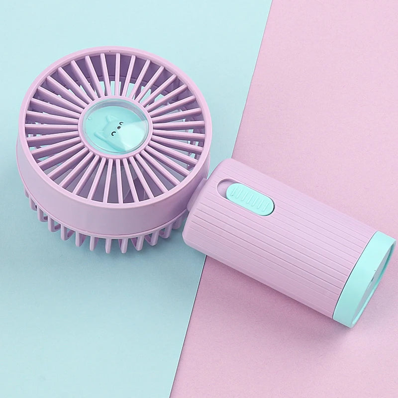 Handheld Fan Portable USB Rechargeable Fans Desk with Base Small Makeup Eyelash Cooler Dryer Women Outdoor Office Beauty Tools