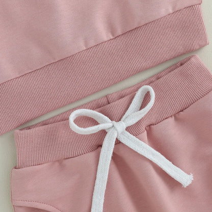 Citgeett Autumn Toddler Baby Girls Outfit Letters Print Long Sleeve Crew Neck Sweatshirt Elastic Waist Pants Fall Clothes
